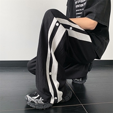 垂感冰丝阔腿拖地裤子男撞色宽松褶皱休闲长裤XZ514-2-1551-P48，男装休闲裤，星座514-2(原B239)