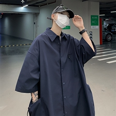 夏季日系翻领大口袋短袖衬衫男士设计感休闲美式衬衣CS036-P35，男装衬衫，星座308B-1