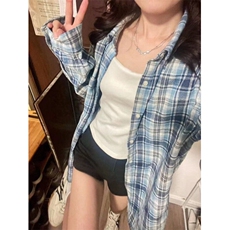 慵懒风美式复古格子衬衫男女夏薄款新款宽松小众防晒外套CY89，男装衬衫，星座1116A（原606A-3）