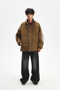 ！冬季条纹五防立领加绒加厚棉衣情侣撞色棉服外套MY7777-P68图片