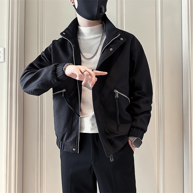 高级感痞帅立领炸街夹克外套男社会小伙店主风301C-JK11-P98控138，男装夹克，星座301C（原B323）