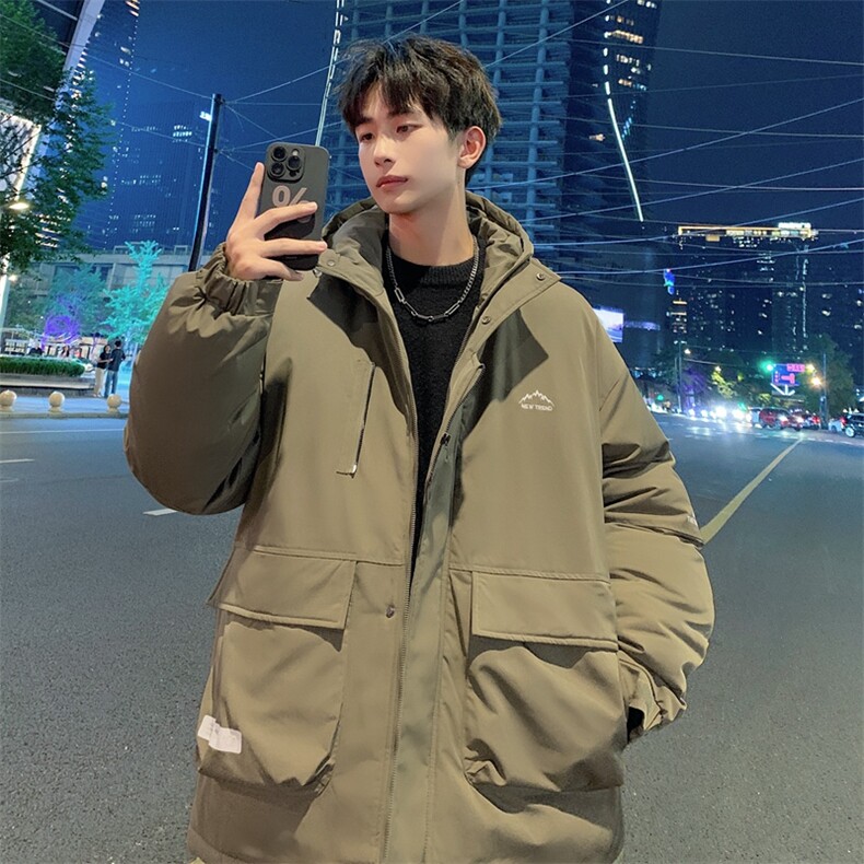 小众高级感户外工装连帽羽绒服男潮牌2024新款冬季加厚冲锋衣外套，男装羽绒服，电商A409-1