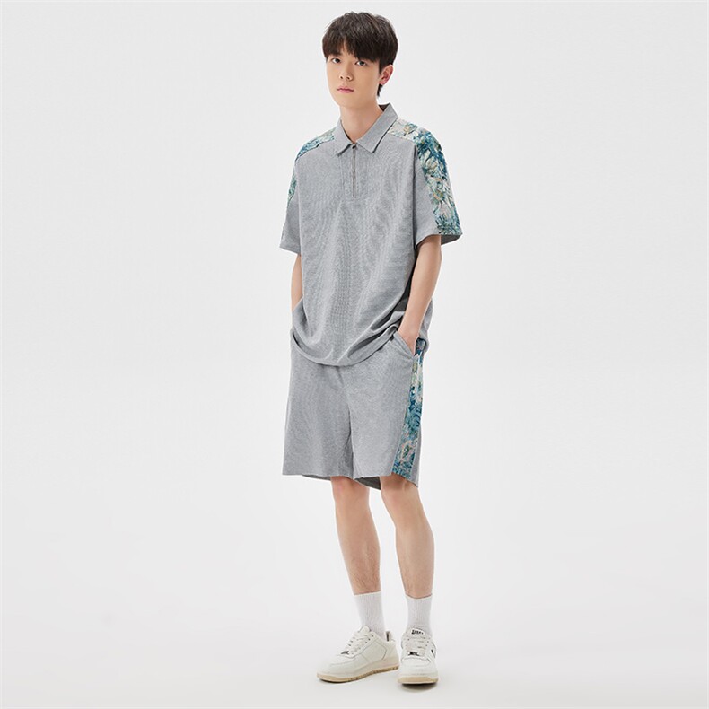 痞帅两件套休闲运动套装情侣款短袖POLO衫潮港风A436-K8950-P70,男装Polo衫,电商A436
