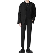 夏季新款宽松坠感西服套装男韩版潮流帅气休闲轻熟风小西装三件套，男装西服套装，星座505-2（原电商A260-1)