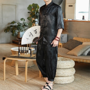 风唐装薄款冰丝民族太极服运动服休闲盘扣中式套装 A825 P75图片