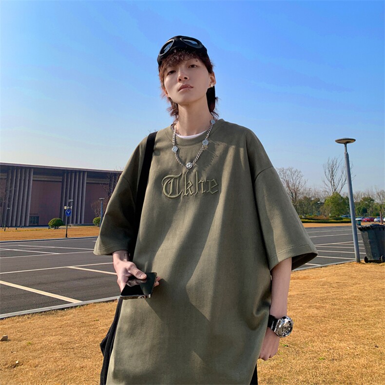 240克麂皮绒短袖T恤大码宽松重磅刺绣男T109-1-T2311-P32,男装T恤,星座109-1