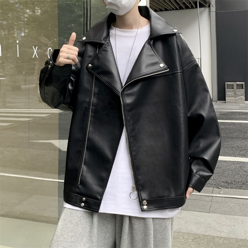 加绒加厚冬款男皮衣机车侧边工装拉链皮夹克外套JK026P70加绒P80,男装夹克,星座1013-1