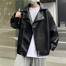 加绒加厚冬款男皮衣机车侧边工装拉链皮夹克外套JK026P70加绒P80，男装夹克，星座1013-1