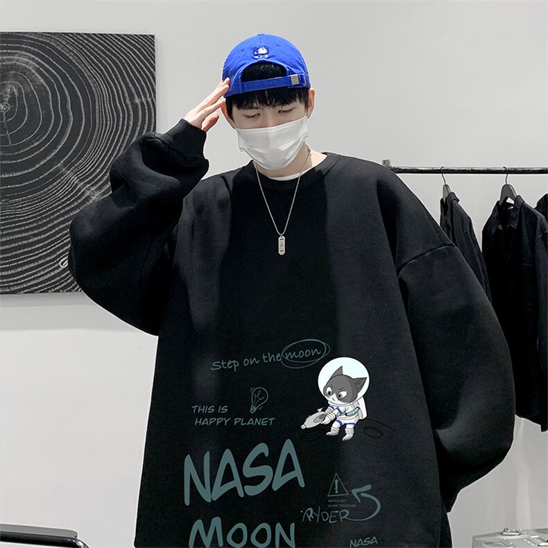 NASA圆领卫衣男大码加厚加绒长袖t恤男S6187-P28加绒款-P33,男装卫衣,电商A040
