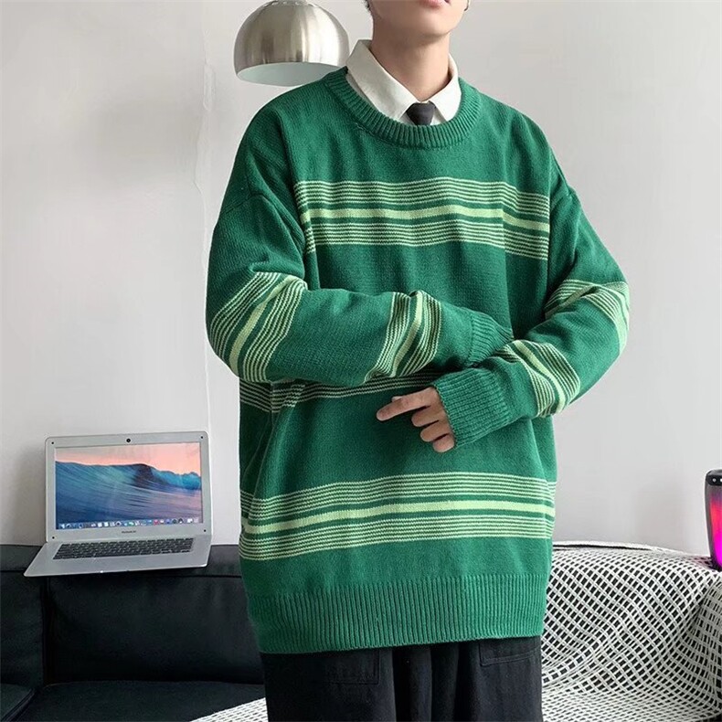 毛衣男冬季韩版潮流宽松圆领针织衫条纹M72P38,男装针织衫/毛衣,星座1116-2