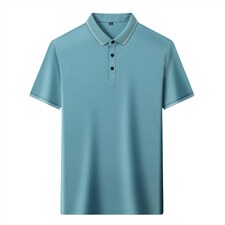 丝光棉短袖T恤男博款纯色体恤衫夏中年男士商务休闲百搭polo衫,男装T恤,电商B212（原钱塘6029）