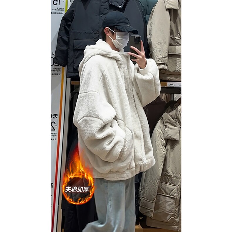 复古美拉德升级版夹棉加厚棉衣外套法式慵懒羊羔绒外套HY676TP98,男装棉衣,电商A102B