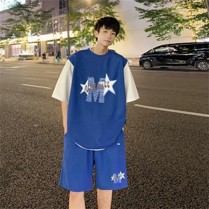 华夫格套装潮流休闲短袖短裤两件套FTZ3053-P55控78图片