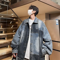 春季新款牛仔外套男女ins潮牌日系宽松复古做旧水洗牛仔夹克潮流，男装夹克，星座716-4