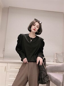 皱褶袖T图片