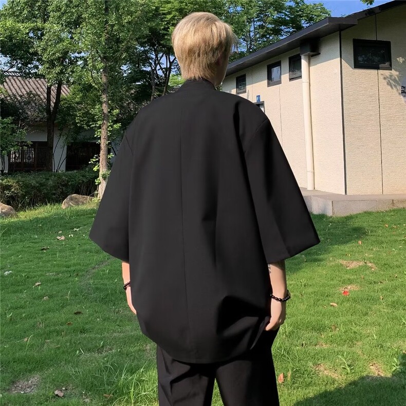 暗黑风夏季新款衬衫潮流慵懒男西装布垂感西装衬衫P42,男装衬衫,星座1116-2