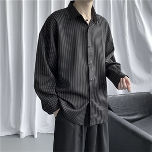 高级感衬衫男内搭衬衣男装日系长袖韩风条纹渣男外套  W1101-P30图片