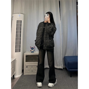 美式hiphop牛仔裤修身直筒微喇叭裤 控价68图片