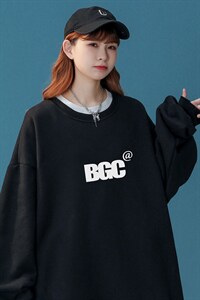 中性风 22秋季BGC字母印花百搭套头圆领重磅卫衣 W1021P30控48图片