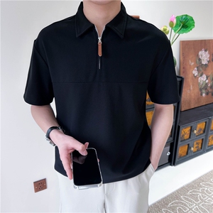 夏季宽松男翻领短袖T恤POLO衫纯色 A110-P50图片