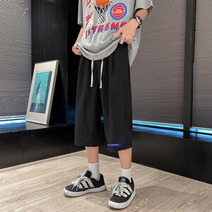 QK72202-P25冰丝七分裤男大码速干短裤男五分裤 港风图片