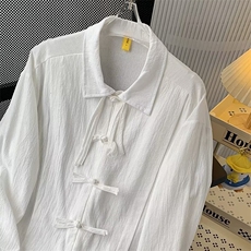 新中式男装风盘扣衬衫男长袖潮高级感衬衣外套春季汉服，男装衬衫，星座1013
