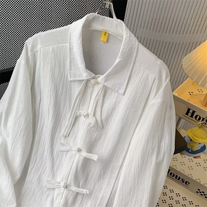 新中式男装风盘扣衬衫男长袖潮高级感衬衣外套春季汉服图片