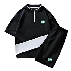 夏装休闲运动套装男夏季2025新款印花拼接短裤短袖A438-TZ03-P65，男装牛仔裤，电商A438