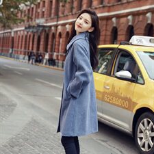 排扣中长款毛呢外套简约2021秋冬气质优雅时尚百搭新款，女装毛呢外套，辉之琳