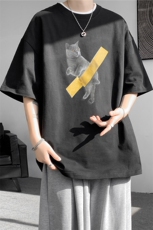 ！2025夏季新款男士纯棉短袖T恤衫印花半袖T2448特P19控38，男装T恤，电商B220