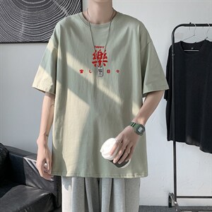 T2298P25港风室内2023夏新款纯色T恤纯棉宽松五色可选男女情侣T恤,小清新自然风穿搭图片
