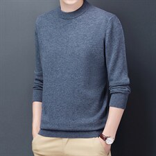 LB9201精纺全羊毛羊毛衫男绵羊毛针织衫圆打底衫毛衣P120图片
