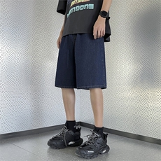 牛仔短裤男美式青年纯色宽松百搭直筒五分裤DK850-特批32，男装休闲裤，星座718-1
