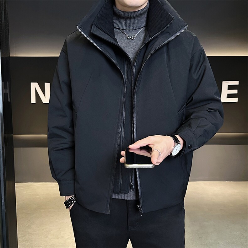 新标90绒店主风冬季男士立领假两件羽绒服保暖外套2668-P265,男装羽绒服,电商B328