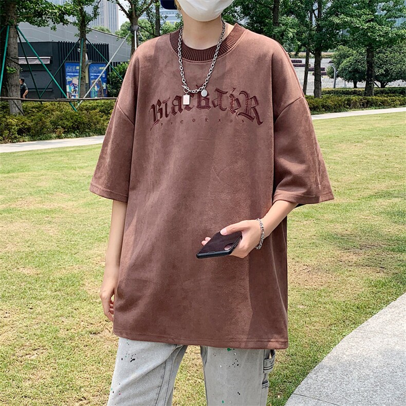 潮复古短袖t恤男设计感小众刺绣上衣情侣潮T018-P33,男装T恤,星座308B-1