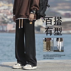 秋冬美式加绒加厚百搭直筒潮流卫裤WK93-1常规特批28加绒特批33，男装休闲裤，星座718-1