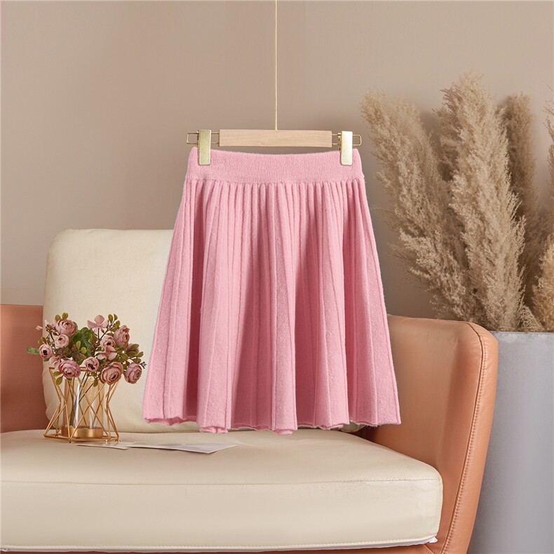 百褶裙半身裙女秋冬2025新款羊毛裙短裙高腰A字裙半裙裙子伞裙子，女装半身裙，西欧羊绒