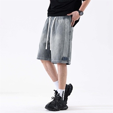 美式复古直脚裤口牛仔裤夏季显瘦高街百搭宽松直筒短裤328#-P55，男装牛仔裤，电商A178-1