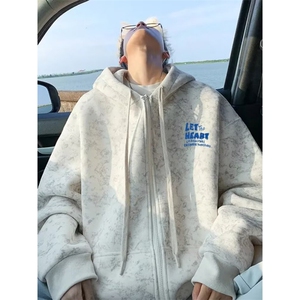 新款慵懒气质流行潮流ins文艺时尚原宿日系开衫高质量卫衣百搭图片