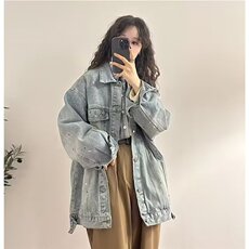 复古高街泼墨牛仔衬衫外套女春秋宽松情侣夹克上衣网图JK2101-P68，男装夹克，星座302B