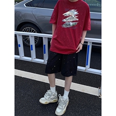 可48小时发货支持抖音得物来样二开美式满天星亮片短袖T恤MTX723，男装T恤，电商A486