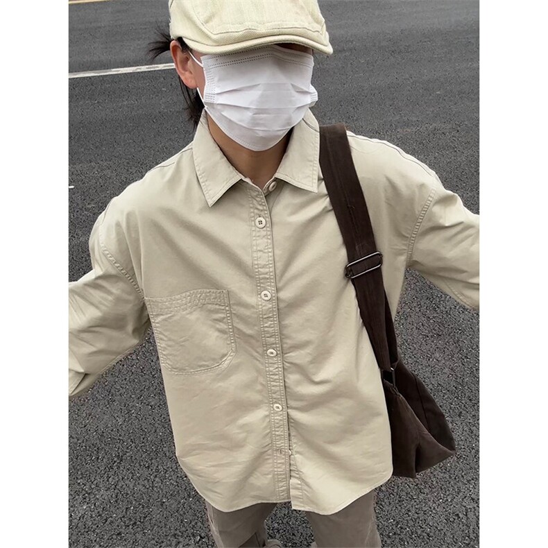 棉纯棉衬衫成衣水洗休闲韩版美式衬衫宽松纯色衬衣GC27-P35,男装衬衫,星座301C-5