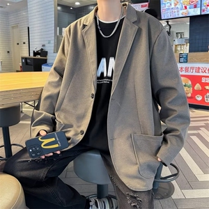 高级感西装外套男士秋季ins小众痞帅休闲毛呢西服 FK79 P80图片