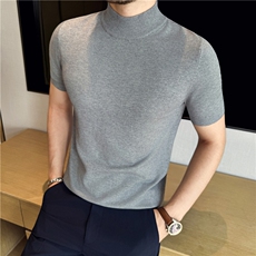 高品质打底~含尼龙~纯色半高领毛衣男修身中领针织短袖M711-P35特，男装T恤，电商A213