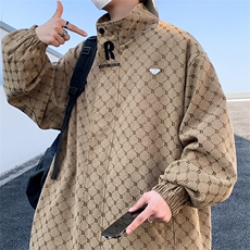 2025秋冬装新款港风情侣夹克字母宽松外套男女，男装夹克，星座201-2