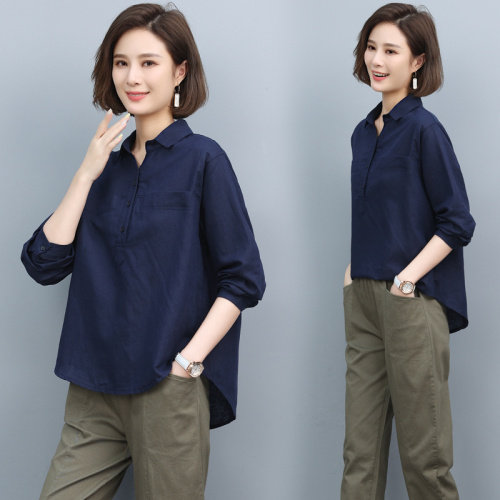 休闲时尚女春装2025新款春季中年妈妈洋气减龄纯棉衬衫,女装衬衫,涵誉