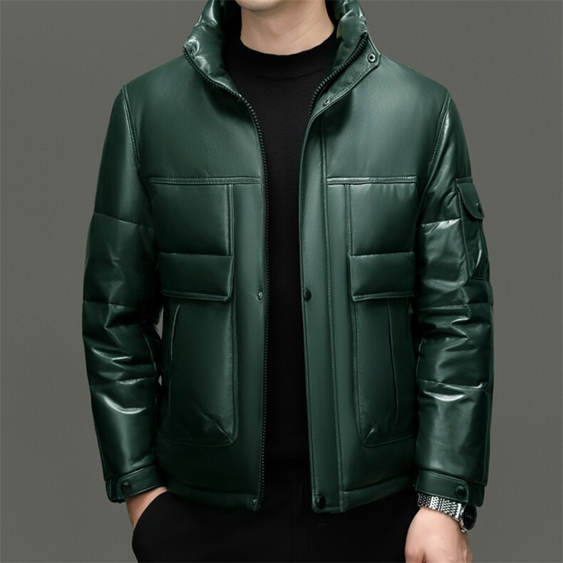 BG-D23180冬季男士海宁真皮羽绒服羊皮夹克白鸭绒内胆百搭外套图片