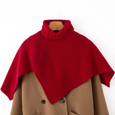 35%围巾女冬季针织围脖加厚保暖提花纯色百搭小披肩，围巾，戎咖羊绒