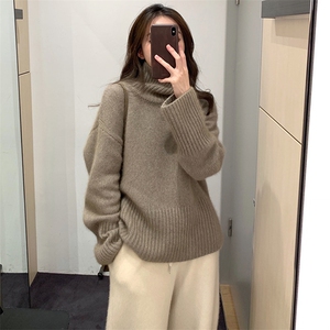 王菲同款加厚针织衫女秋冬高领慵懒宽松羊毛毛衣保暖打底衫,女装羊毛衫,悦玛羊绒