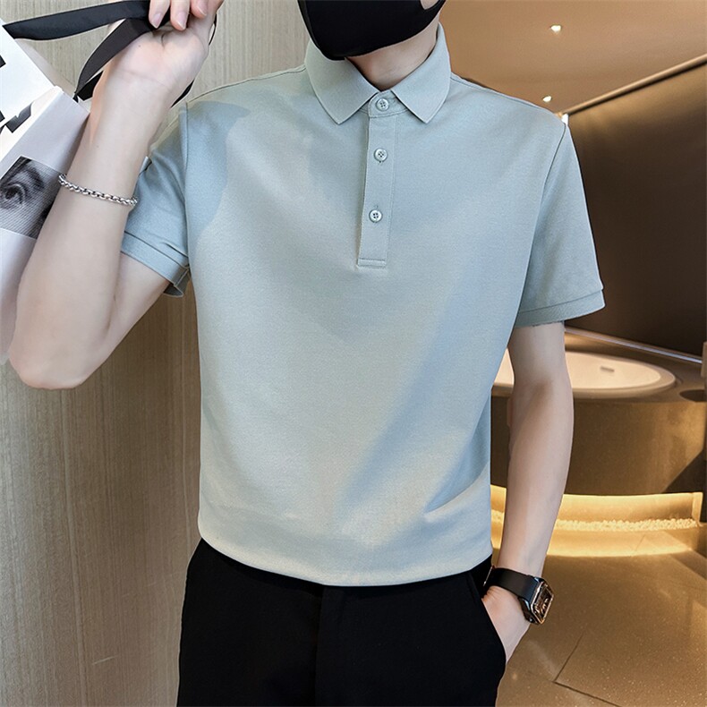 常年款品质纯色光版翻领短袖polo衫男潮牌夏季t恤修身T0257-P40,男装T恤,电商D342